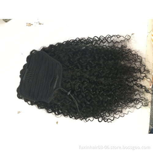 Drawstring Ponytail Black Hair Curly Human Hair Ponytail Extension Human Hair Ponytails for Black Brazilian Women Wig Long